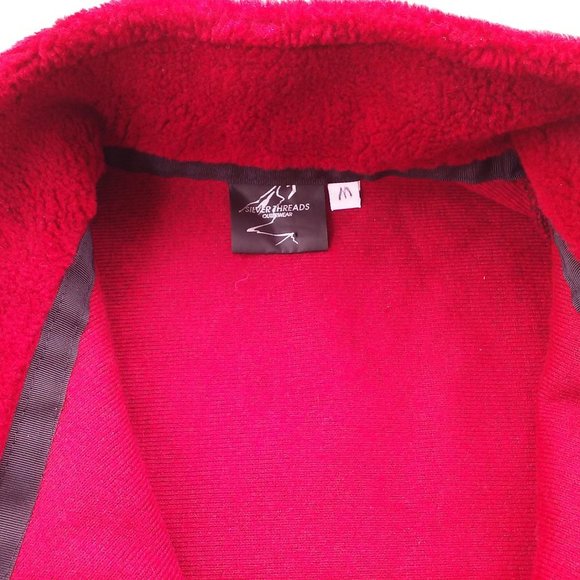 Vintage Silver Threads Great Falls USA Fleece Vest -M Pockets Coyote Western Red - Picture 5 of 10